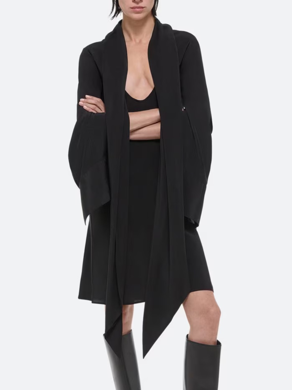 Helmut Lang Black Scarf Silk Transformer Dress